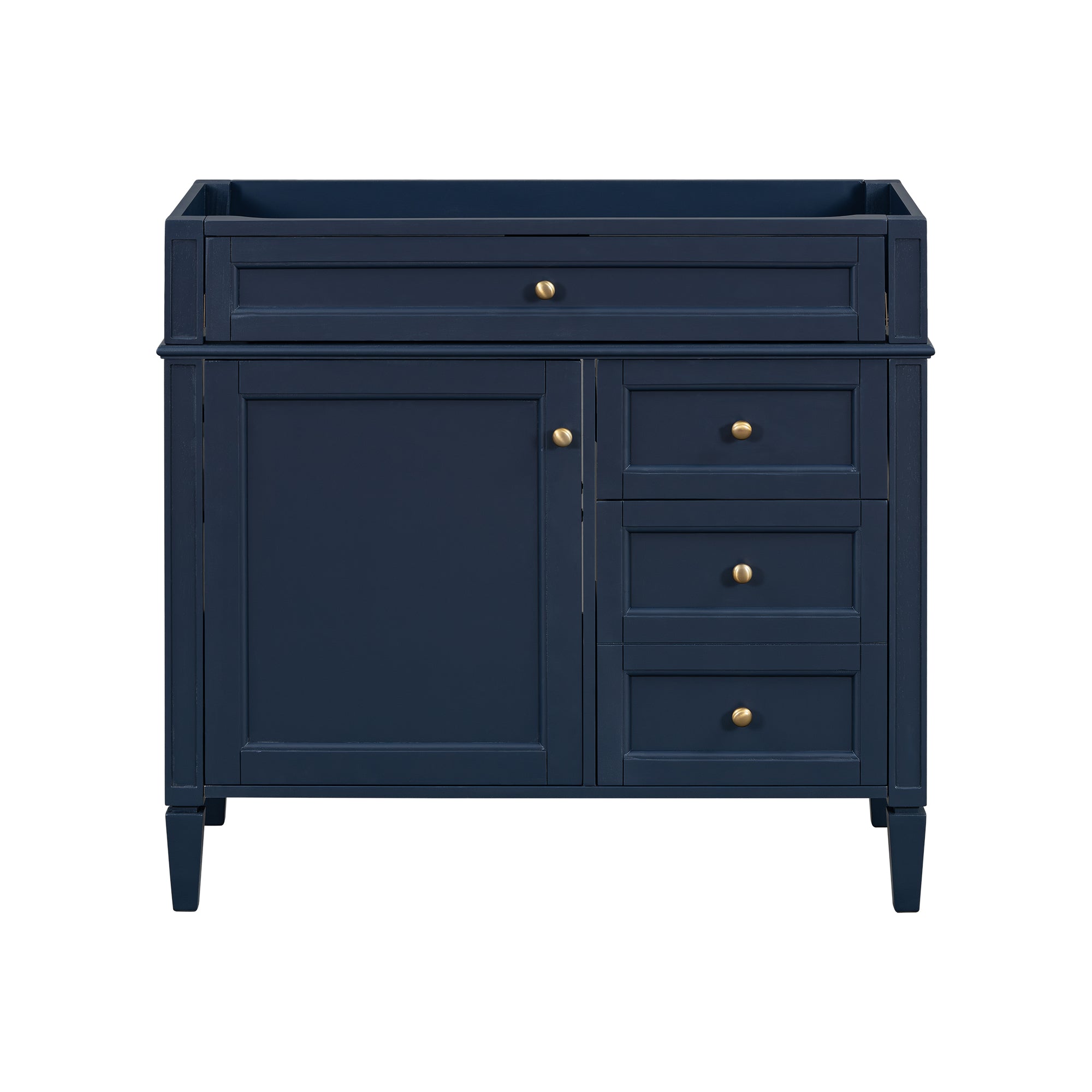 VanityFus 35.74-in Blue Bathroom Vanity Undermount 1 Soft Close Door 3 Drawers without Top
